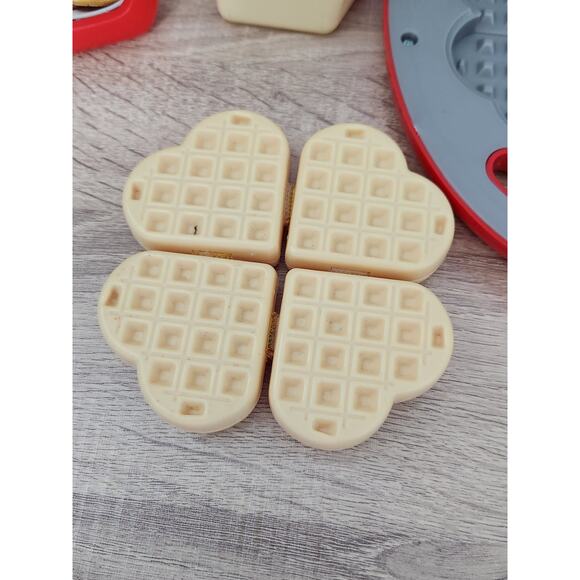 Kids Waffle Maker Toy Pretend Syrup Breakfast Set Play Food Red Appliances - Picture 3 of 8